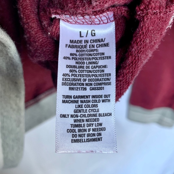 Aeropostale Red Hooded Cropped Sweatshirt Large - Picture 4 of 5